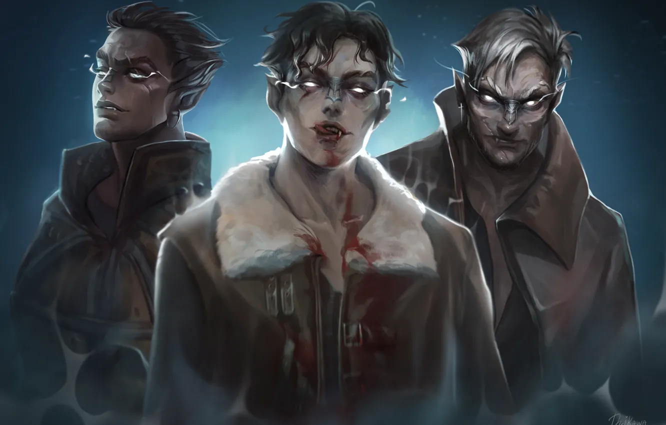 Photo wallpaper blood, fantasy, guy, vampires, men, Dzikawa