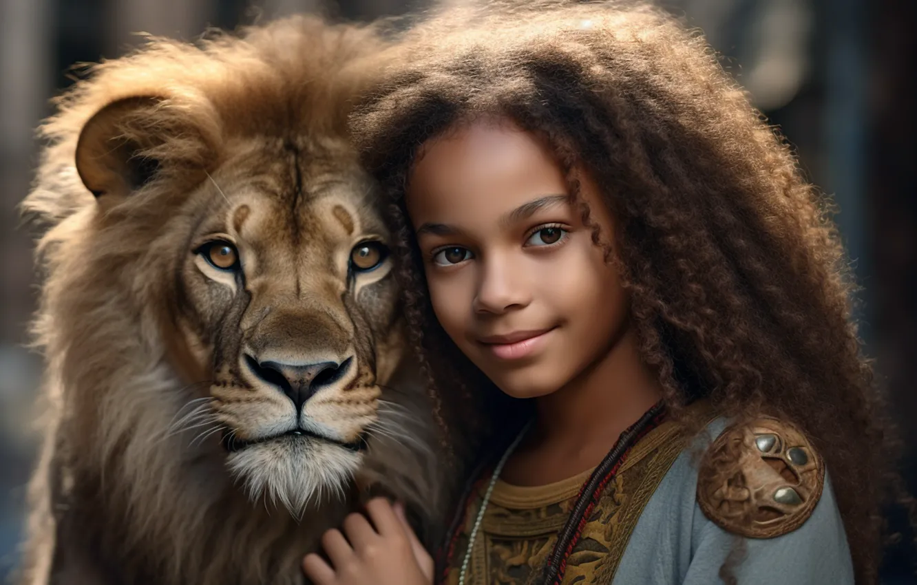 Photo wallpaper face, each, animal, portrait, girl, AI art, The Art of Artificial Intelligence, neural network