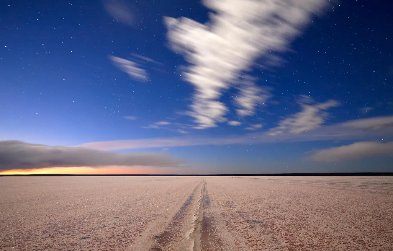 Photo wallpaper sand, the sky, clouds, landscape, nature, the steppe, desert, horizon