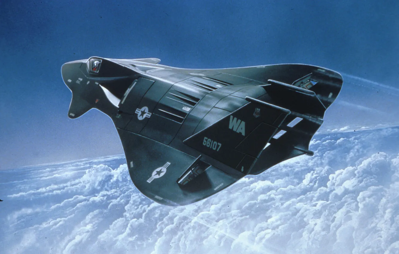 Photo wallpaper black, sky, clouds, Stealth, plane