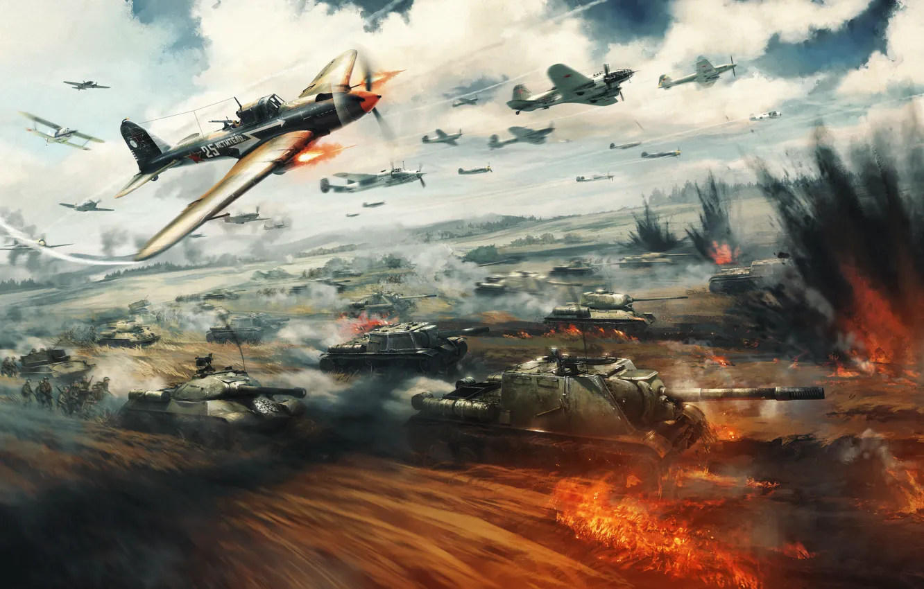 Photo wallpaper Game, War Thunder, Tanks Battle