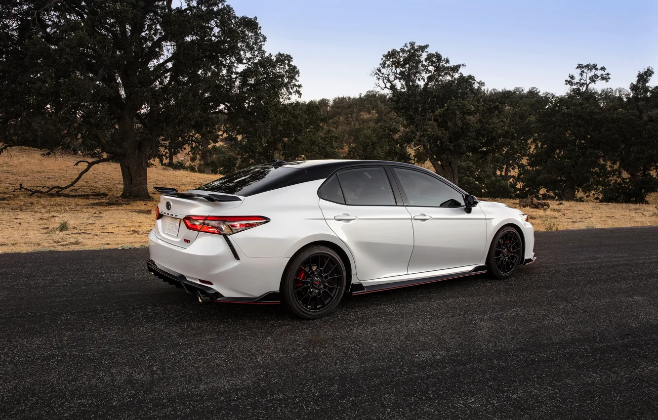 Photo wallpaper road, white, Toyota, sedan, TRD, Camry, 2020