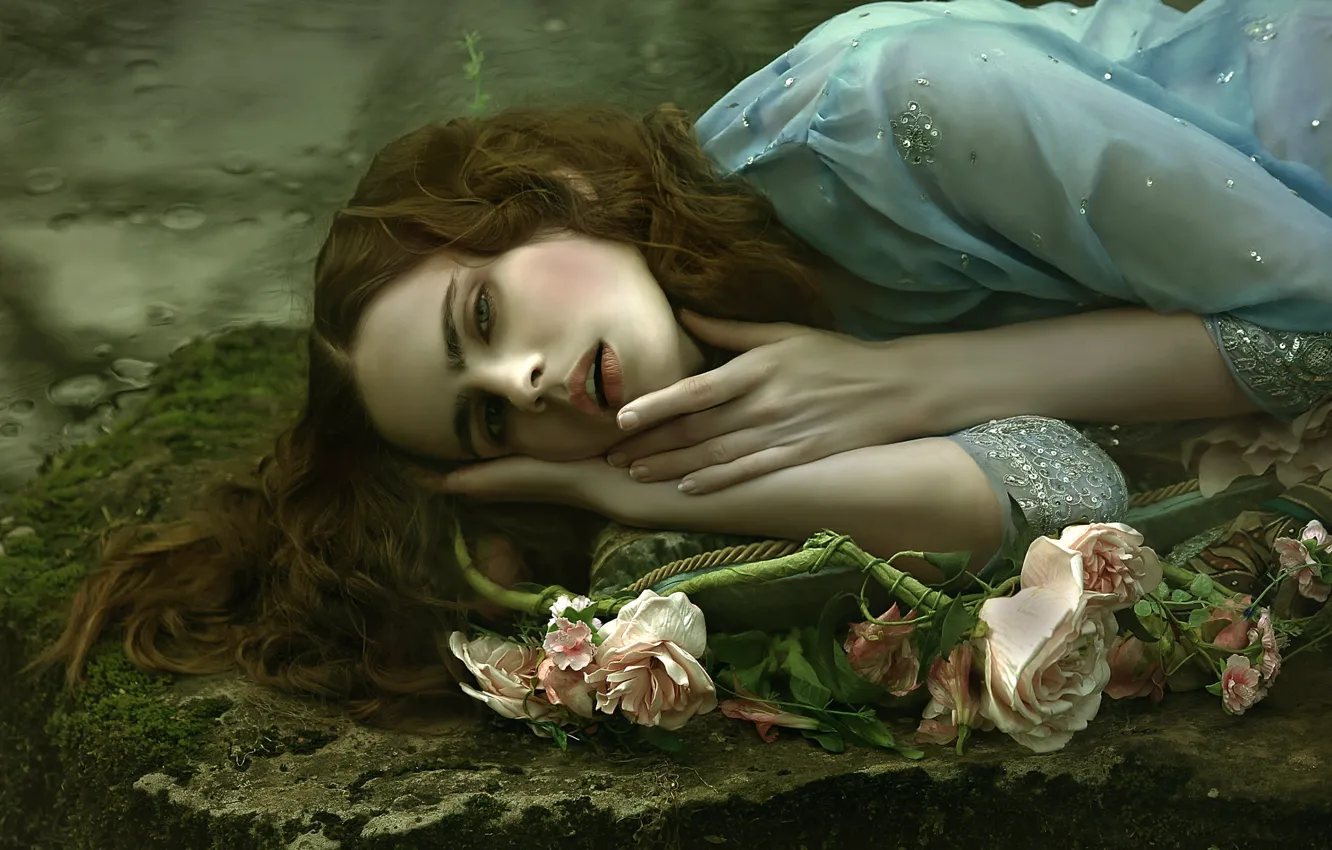 Photo wallpaper girl, fantasy, art, Agnieszka Lorek, Anna Giant, Portrait of sadness