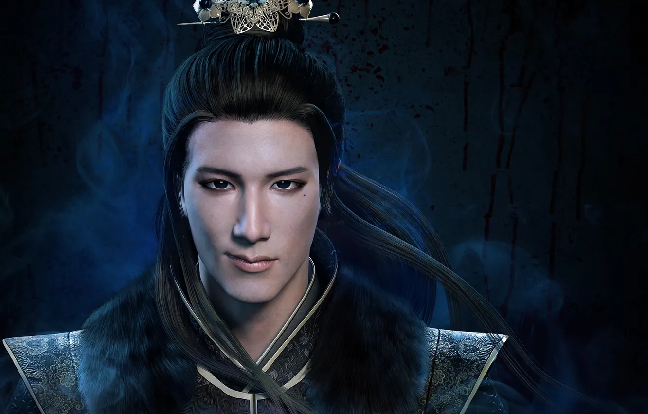 Photo wallpaper decoration, fantasy, art, fur, guy, grin, Asian, Hu Qin