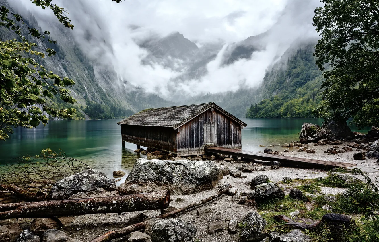 Photo wallpaper mountains, lake, elling