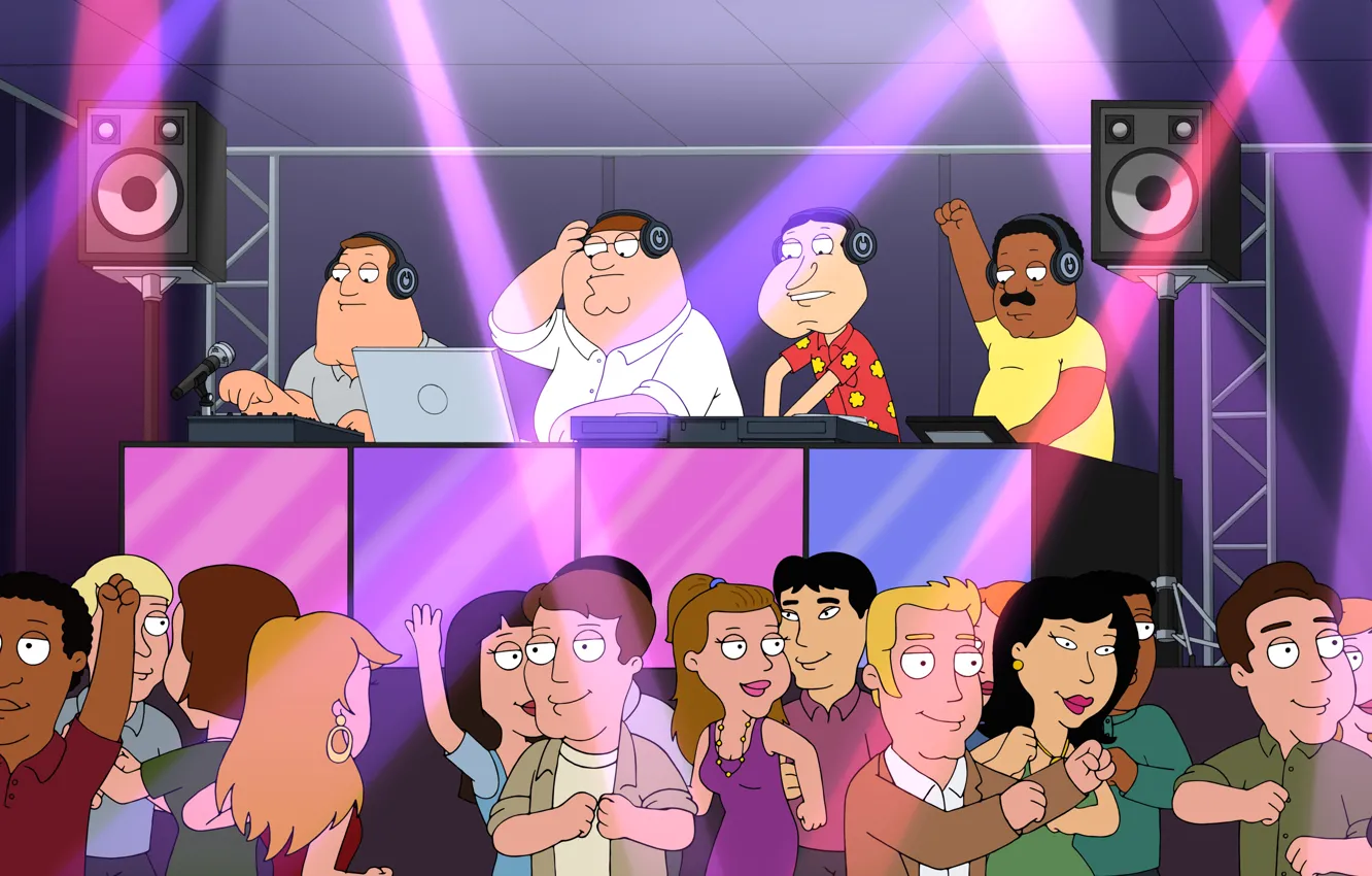 Photo wallpaper music, people, cartoon, dance, Family guy, Night Club, DJ, brown