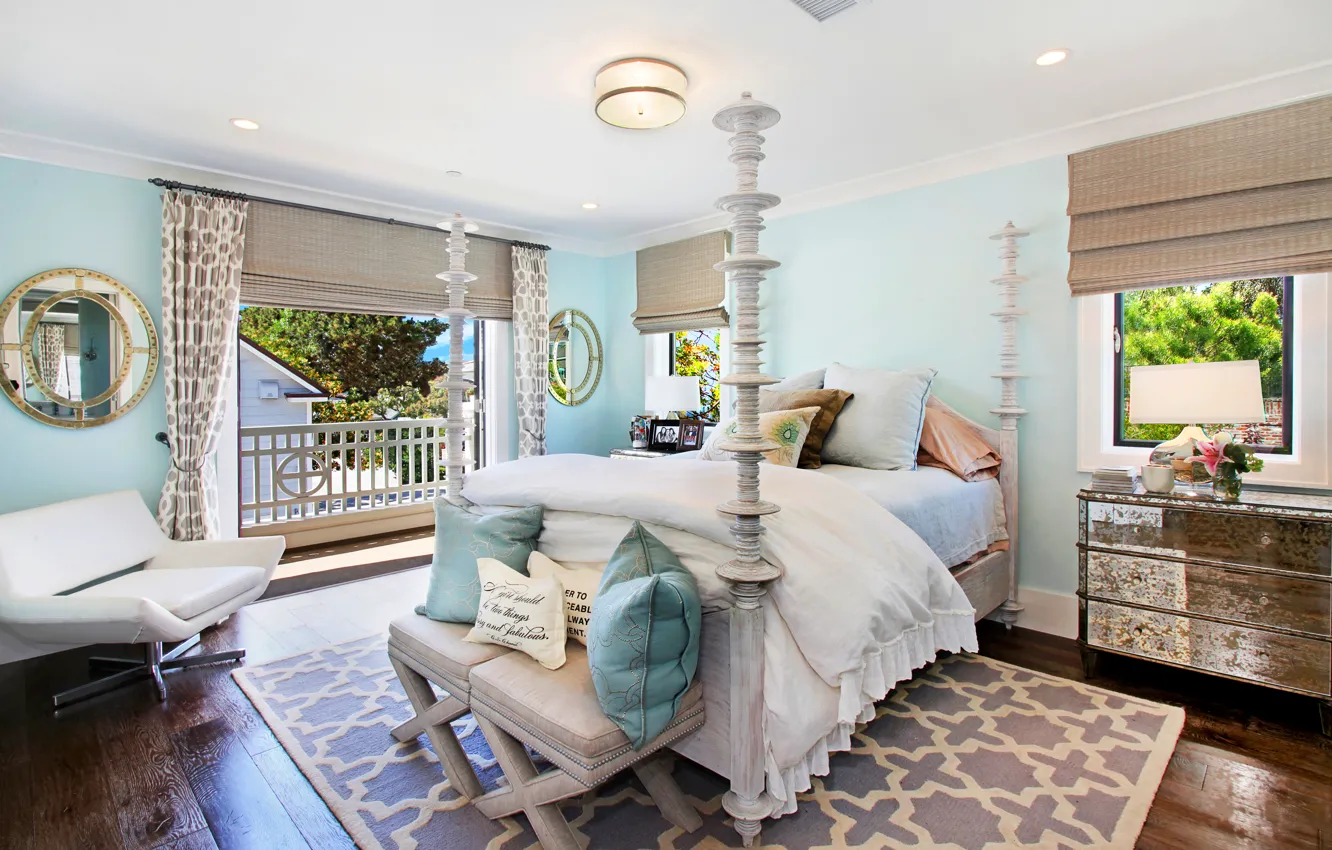 Photo wallpaper design, Villa, bed, interior, pillow, mirror, mansion, luxury