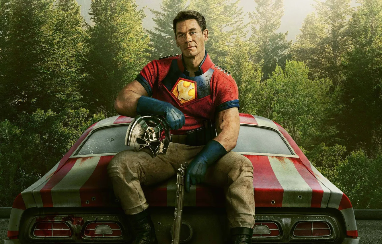 Photo wallpaper gun, car, costume, helmet, the series, poster, comic, DC Comics