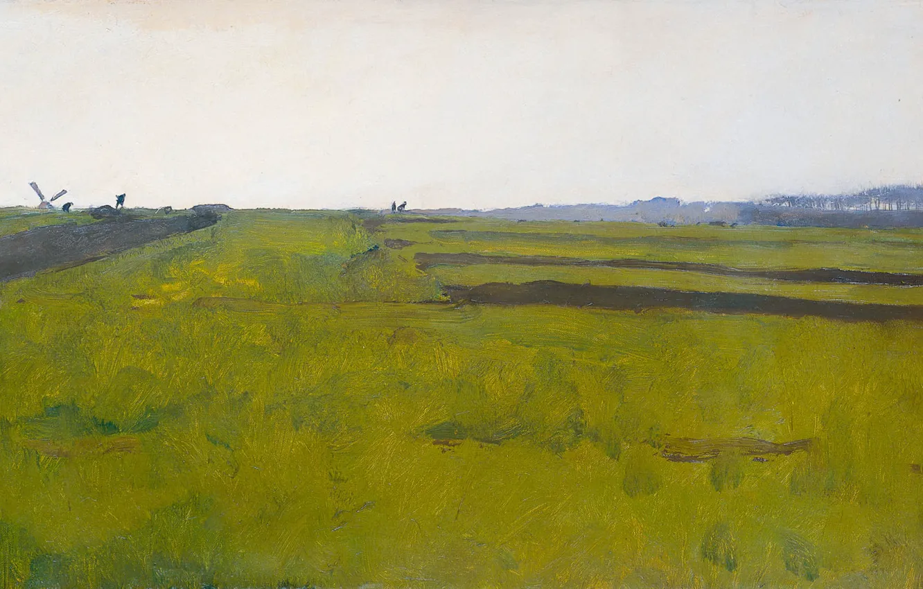 Photo wallpaper oil, picture, canvas, 1922, Willem Witsen, Willem Witsen, Landscape with arable fields