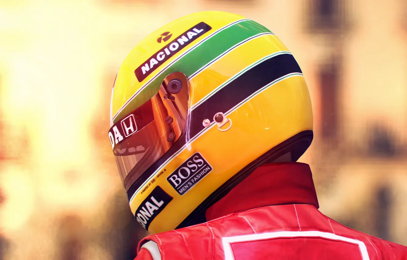 Photo wallpaper helmet, Ferrari, back, Gran Turismo 6, extreme sports, Ayton Senna