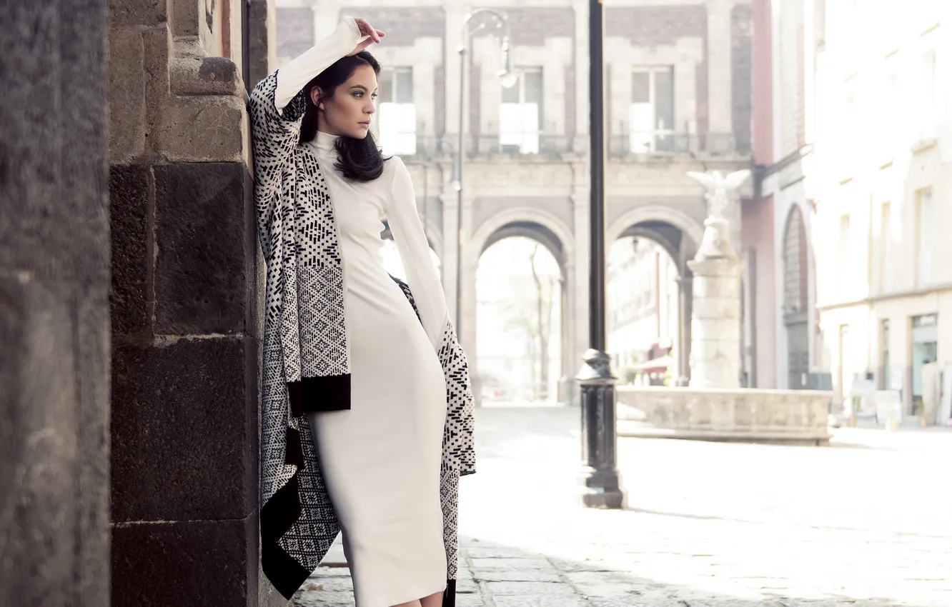 Photo wallpaper girl, street, model, dress