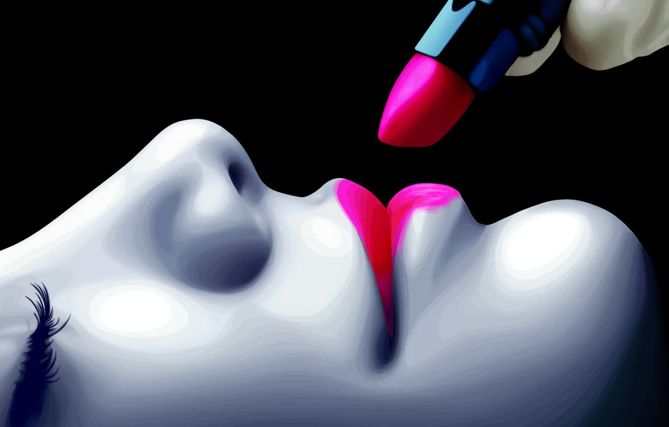 Photo wallpaper nose, lipstick, lips