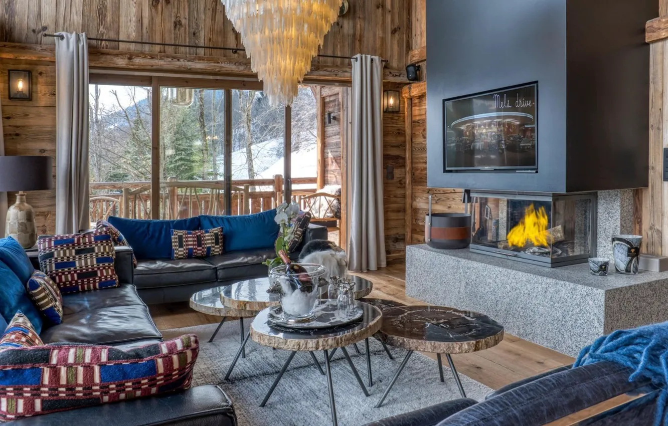 Photo wallpaper design, style, room, France, interior, fireplace, resort, France