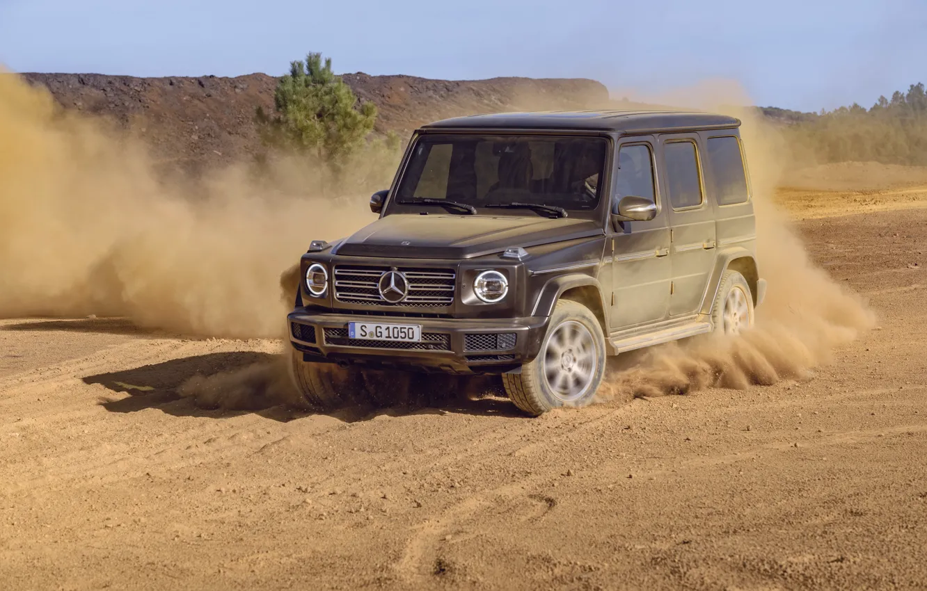 Photo wallpaper movement, vegetation, Mercedes-Benz, dust, 2018, G-Class