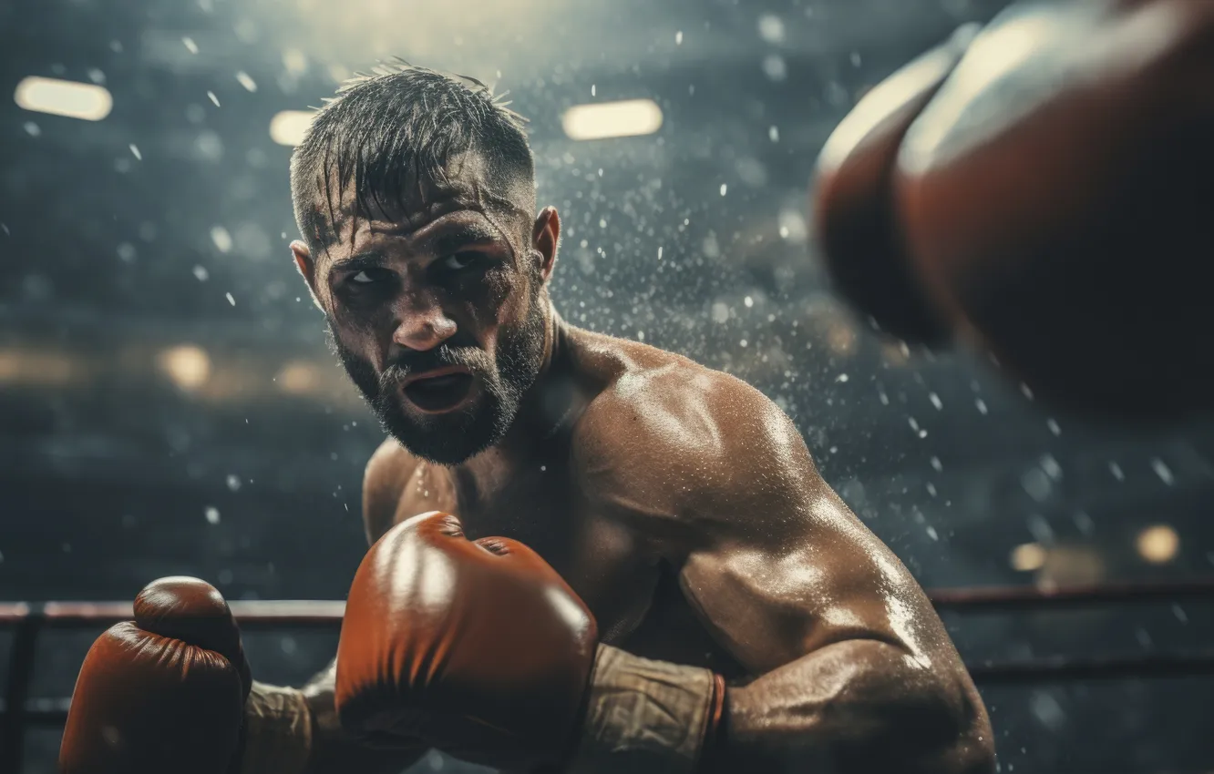 Photo wallpaper sport, Boxing, gloves, male, digital art, AI art, The Art of Artificial Intelligence, neural network