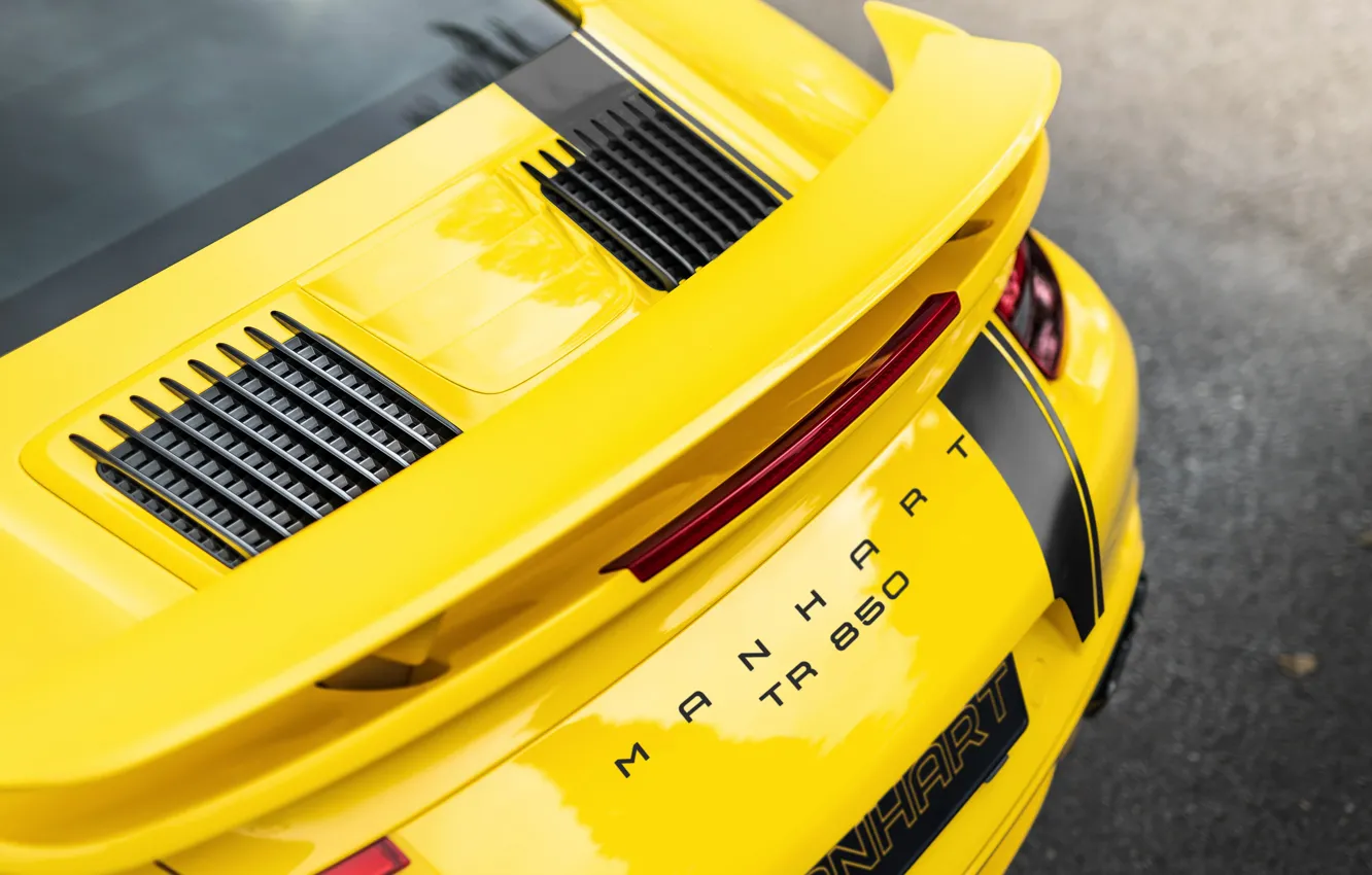 Photo wallpaper yellow, coupe, wing, 911, Porsche, 991, Manhart, 911 Turbo S