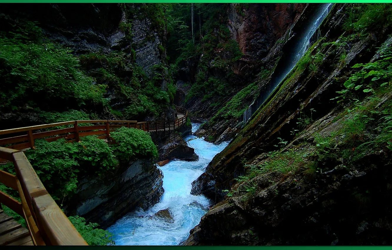 Photo wallpaper river, trail, gorge