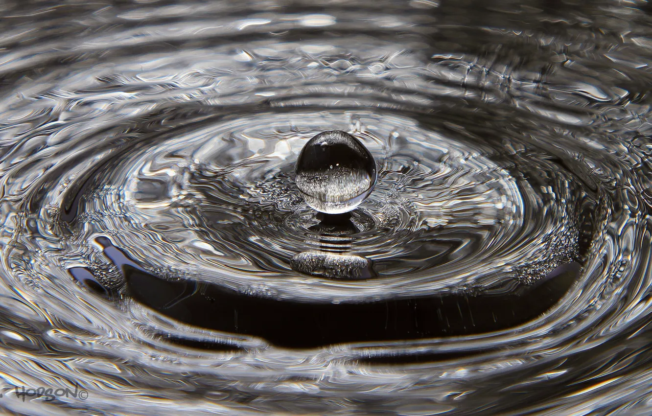 Photo wallpaper water, drop, liquid
