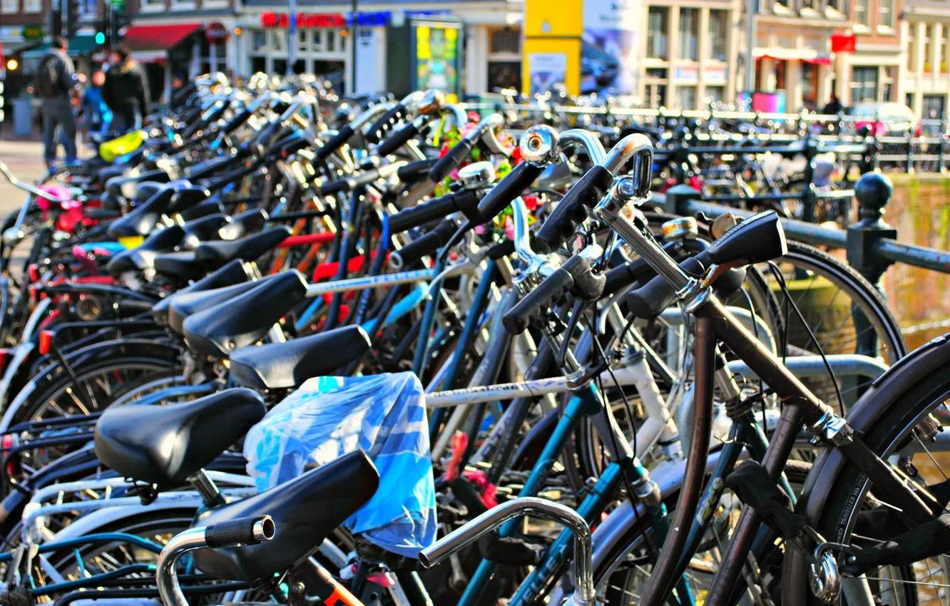Photo wallpaper bike, Amsterdam, Netherlands, Holland, bicycle park