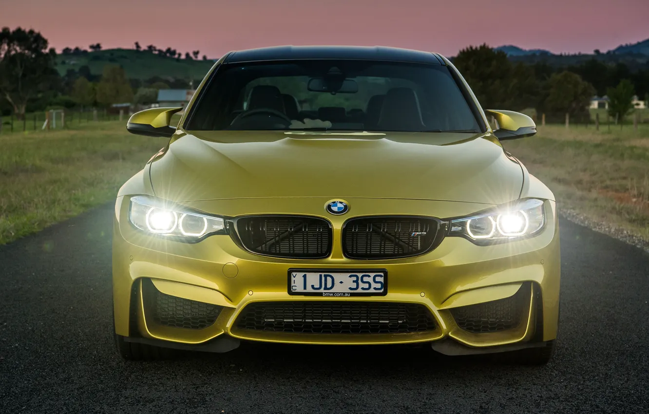 Photo wallpaper lights, the evening, sports car, BMW M4, BMW M3 F80