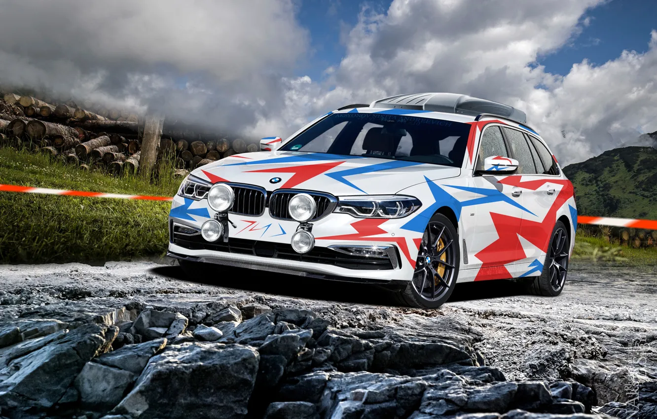 Photo wallpaper BMW, Rally, Wagon, Vinyl, Headlights