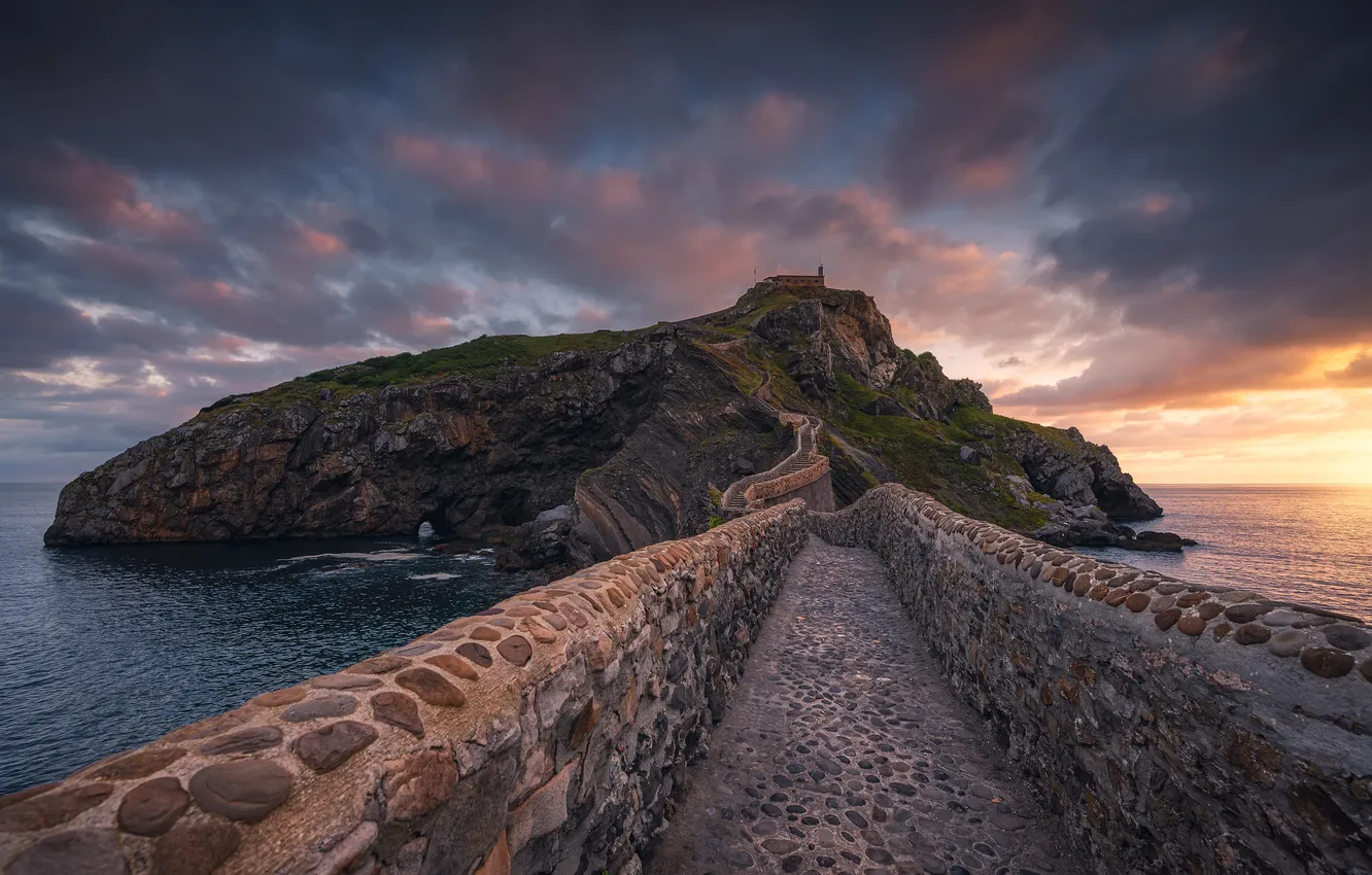 Photo wallpaper mountains, island, Spain, Bermeo