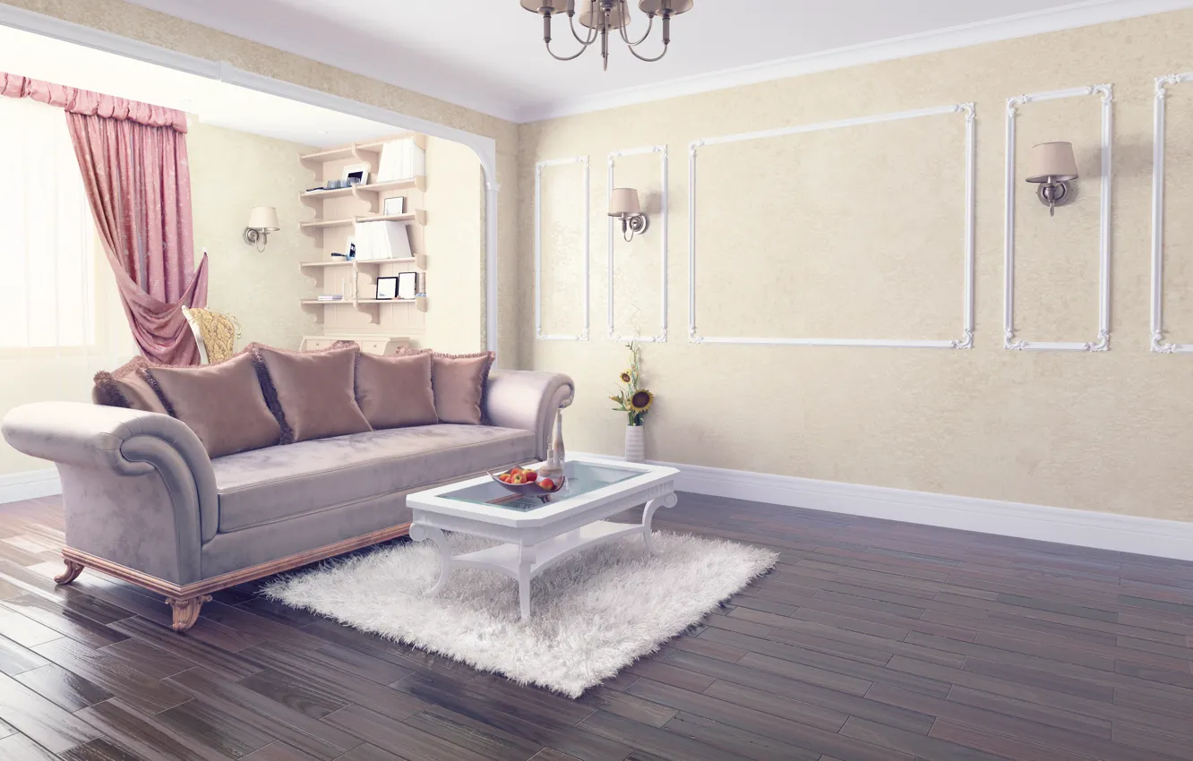Photo wallpaper room, sofa, interior, table