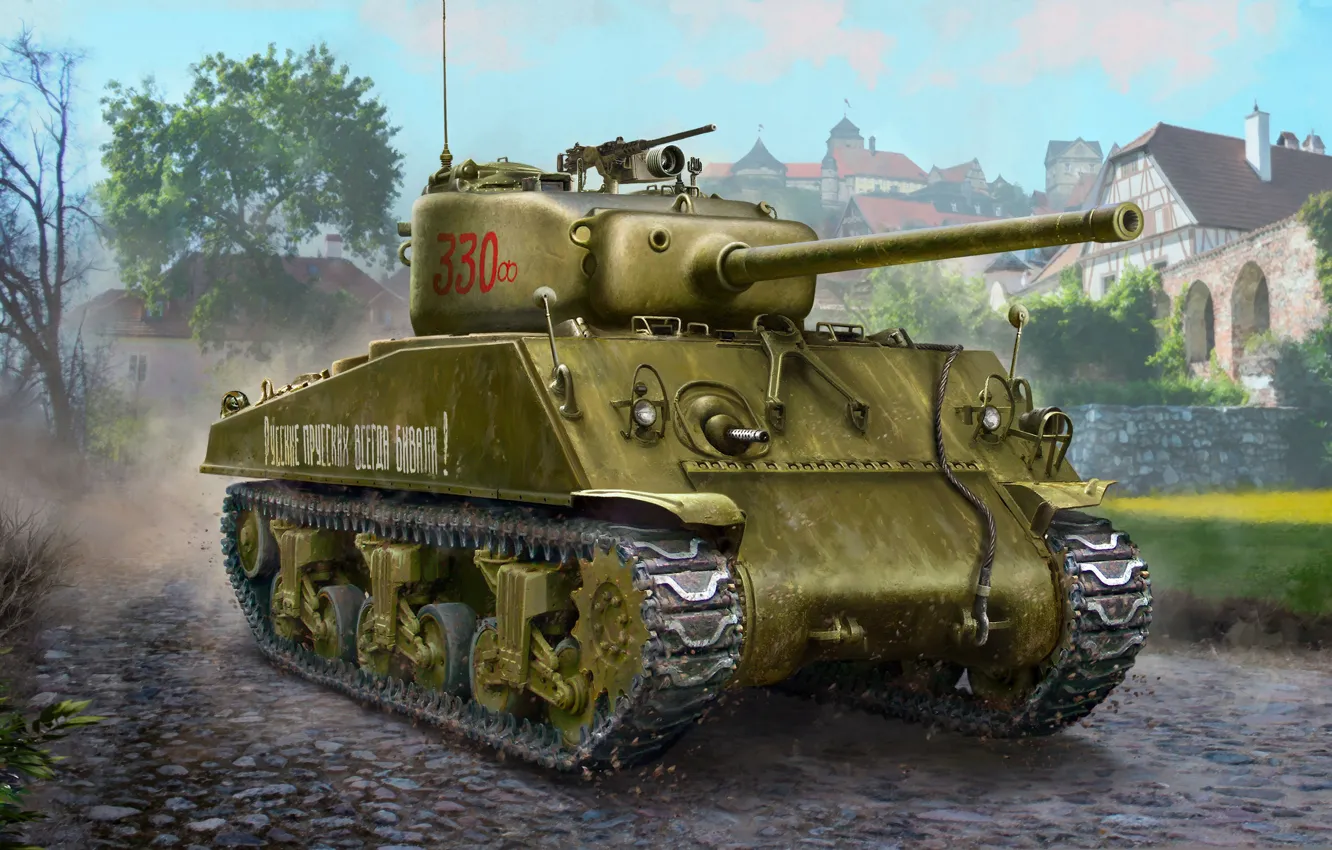 Photo wallpaper tank, armor, The Red Army, M4 Sherman, M4A2, Lend-lease