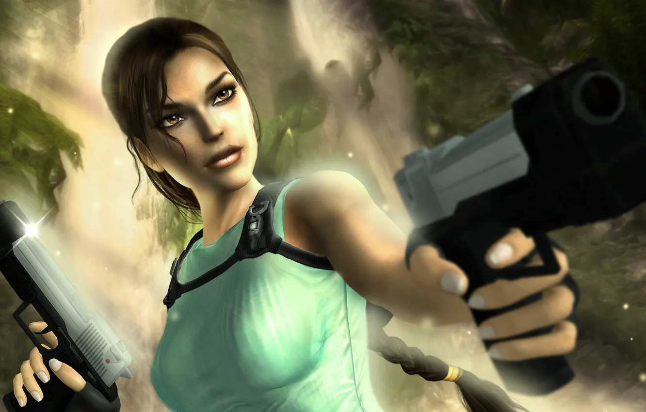 Photo wallpaper gun, Tomb Raider, Lara Croft