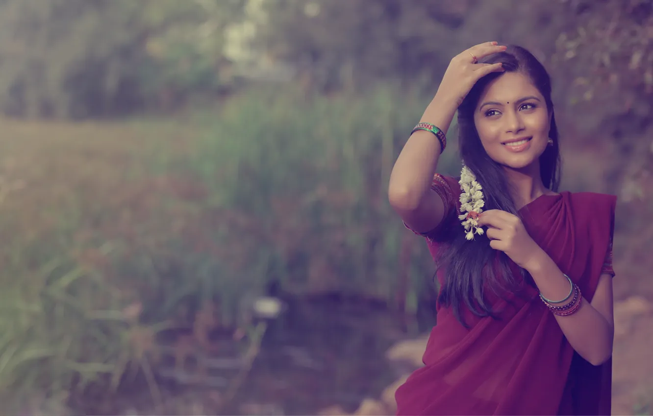 Photo wallpaper girl, India, brunette, Indian