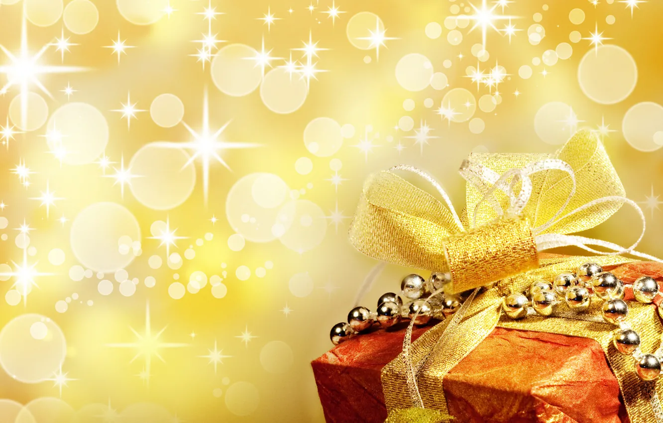 Photo wallpaper circles, glare, gift, new year, ribbon