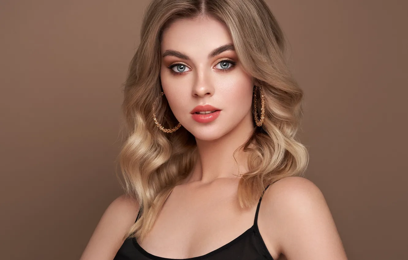 Photo wallpaper look, background, model, portrait, makeup, hairstyle, blonde, beauty