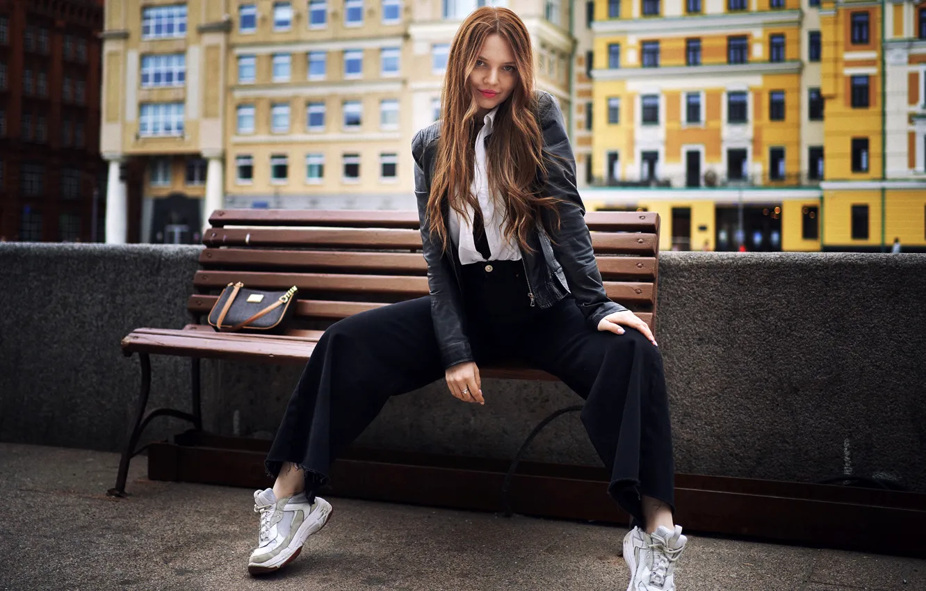 Photo wallpaper look, pose, model, portrait, makeup, jacket, hairstyle, blouse