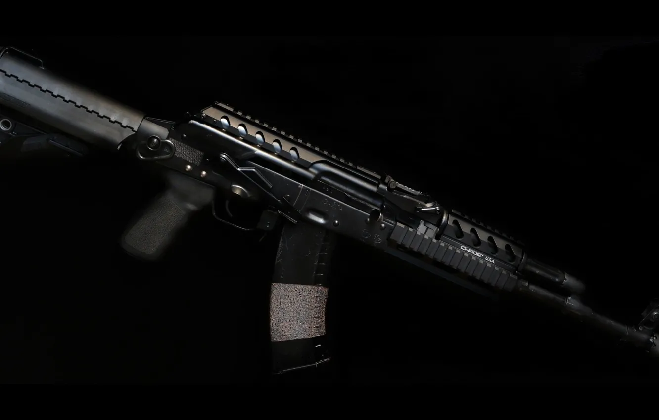 Photo wallpaper gun, black, military, weapon, AK-47, rifle, assault rifle, AK 47