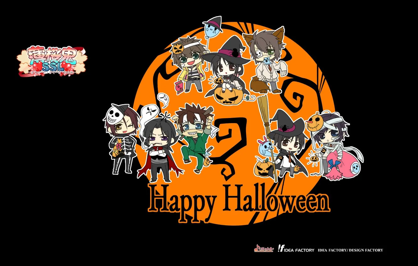Photo wallpaper characters, happy halloween, chizuru yukimura, hakuouki shinsengumi kitano, chibiki, hijikata toushirou, isao kondou, shinpachi shimura