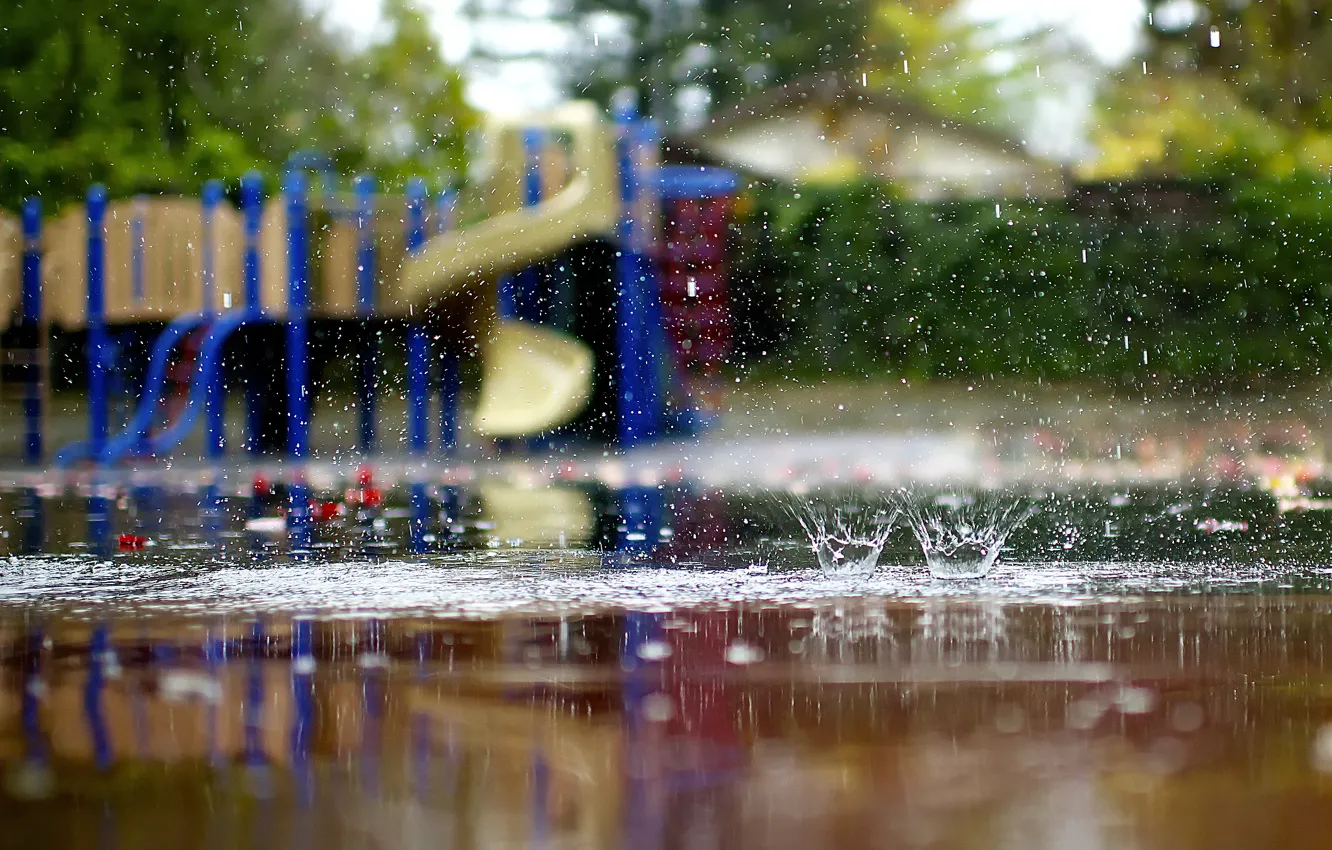 Photo wallpaper autumn, macro, squirt, rain, puddles, lucydphoto, children's Playground
