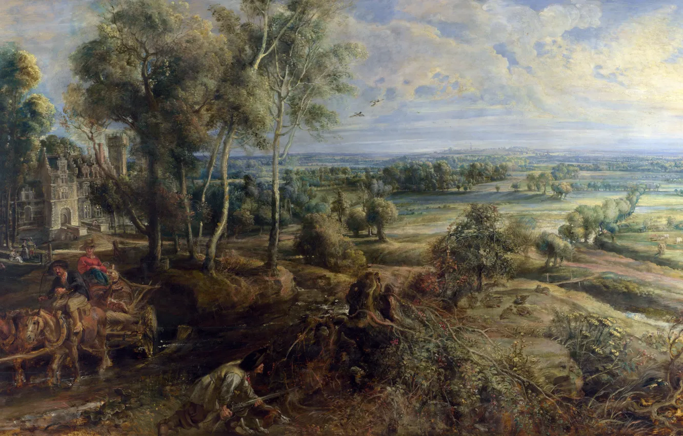 Photo wallpaper picture, Peter Paul Rubens, Pieter Paul Rubens, Autumn Landscape with a View of the Castle …