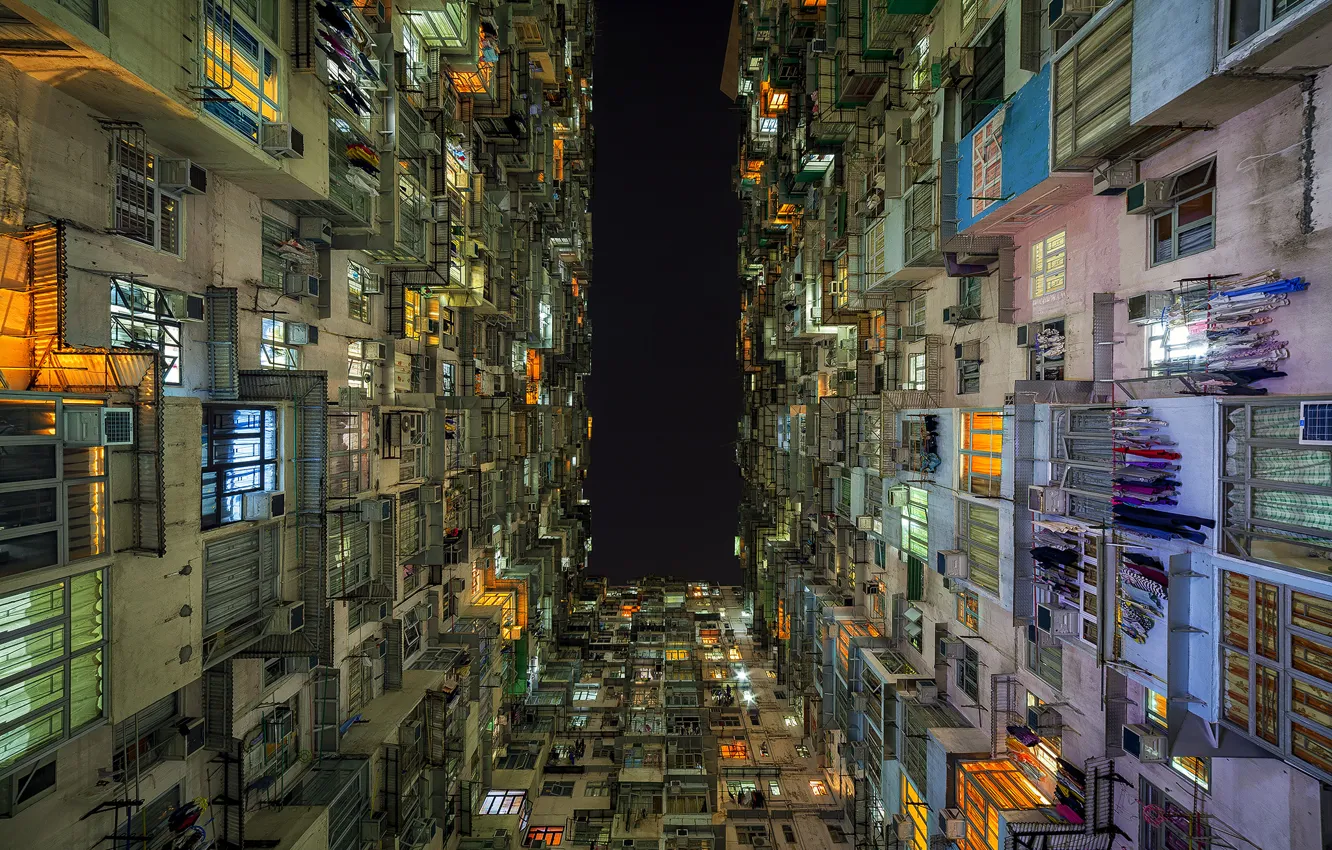Photo wallpaper Sky, Lights, Night, Hong Kong, Quarry Bay, Peter Stewart Photography, Peter Stewart
