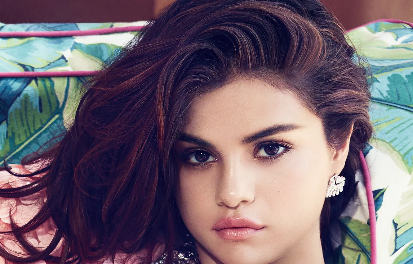 Photo wallpaper look, girl, face, beauty, lips, Selena Gomez