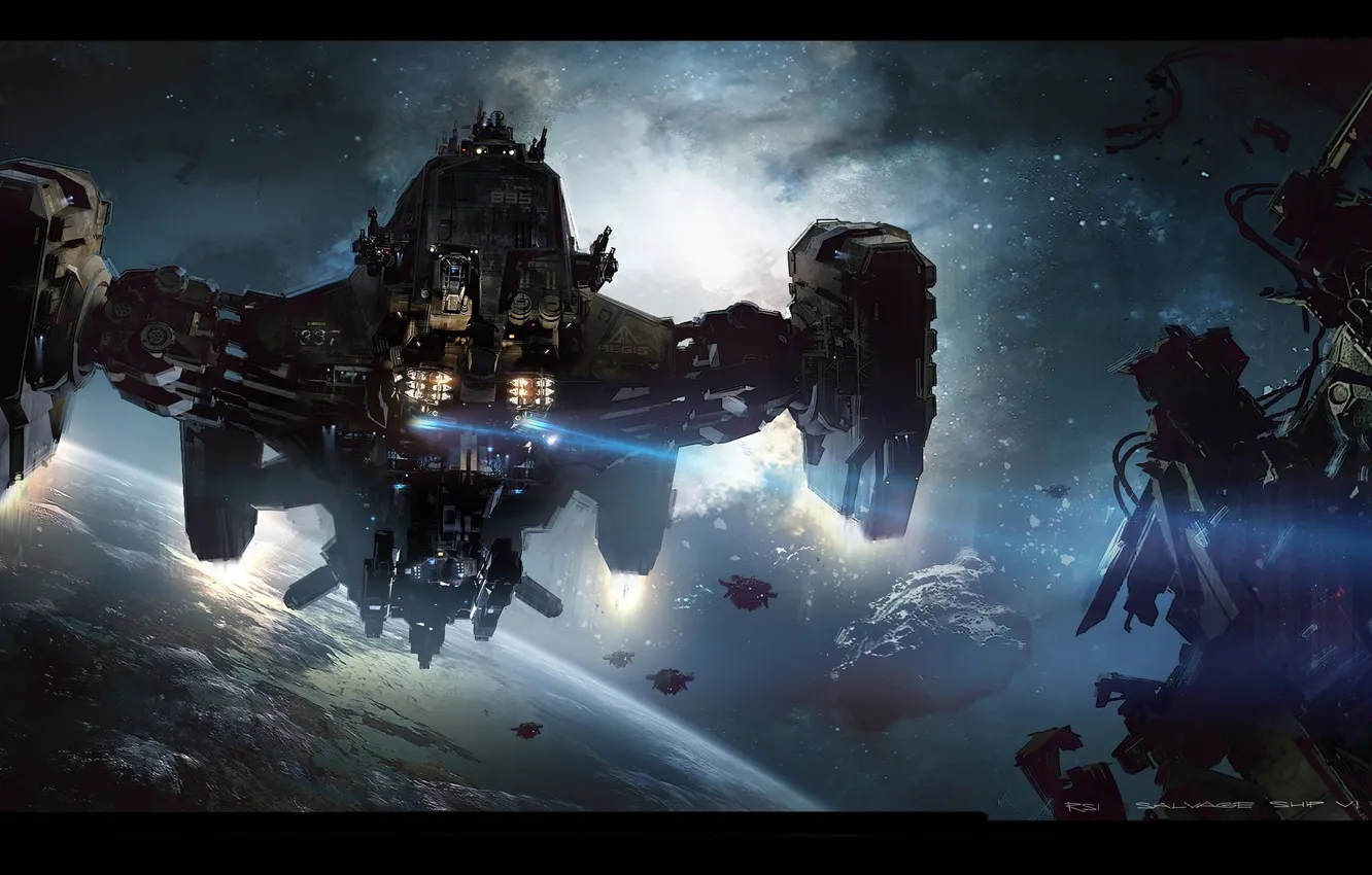 Photo wallpaper Star Citizen, space ship, Reclaimer