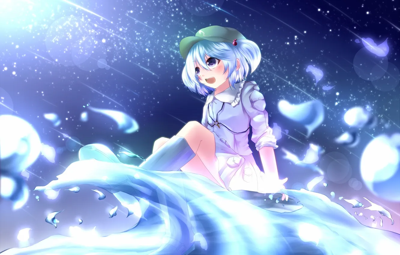 Photo wallpaper wave, emotions, art, girl, touhou, Kawashiro Nitori, aru