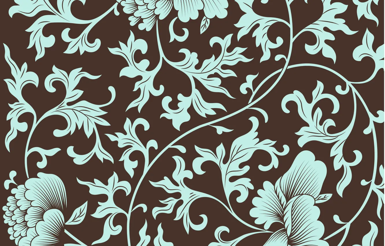Photo wallpaper flowers, background, pattern, texture, brown, Chinese, vintage