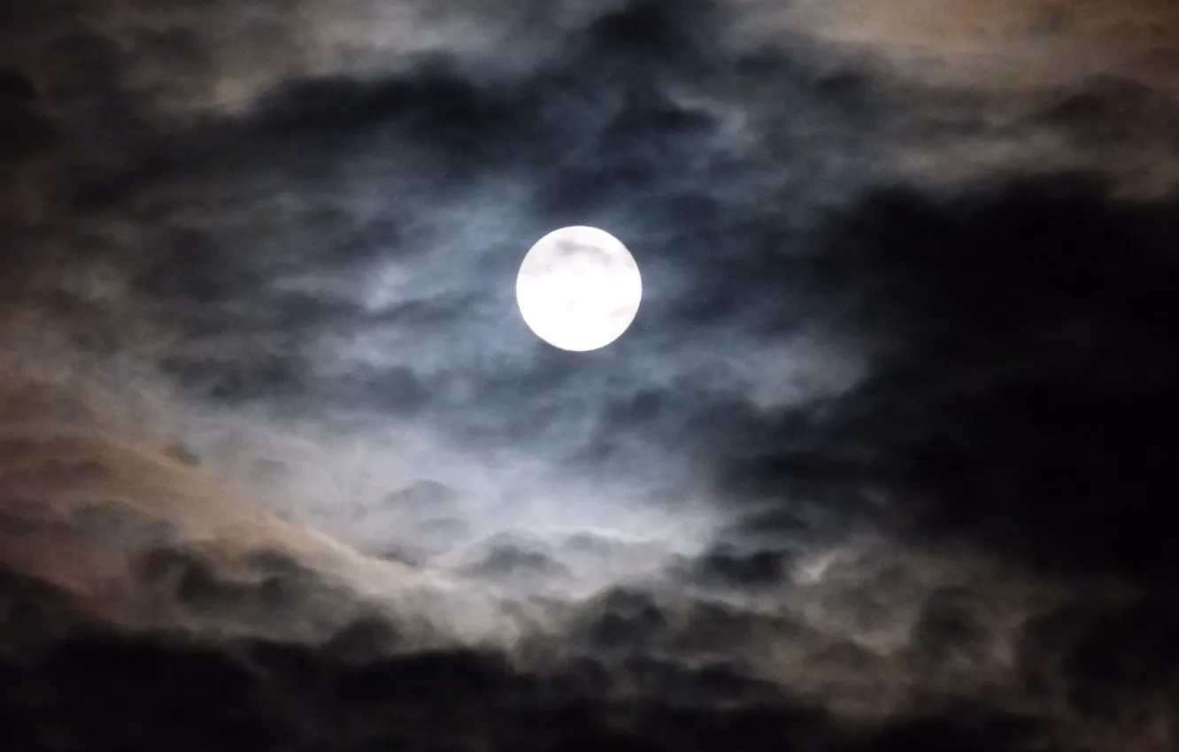 Photo wallpaper the sky, clouds, night, nature, the moon, the full moon