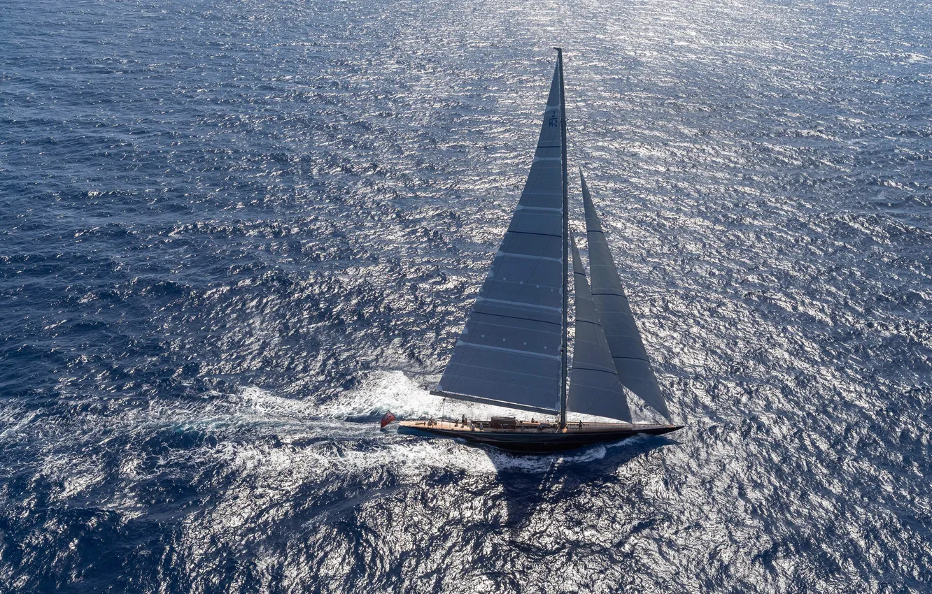 Photo wallpaper sea, the way, movement, the wind, sail, team, the crew, the