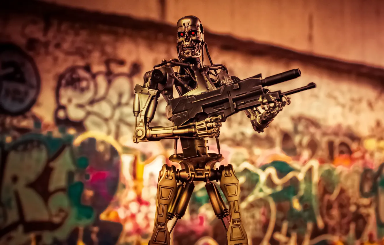 Photo wallpaper background, toy, robot, figurine, Terminator, T-800
