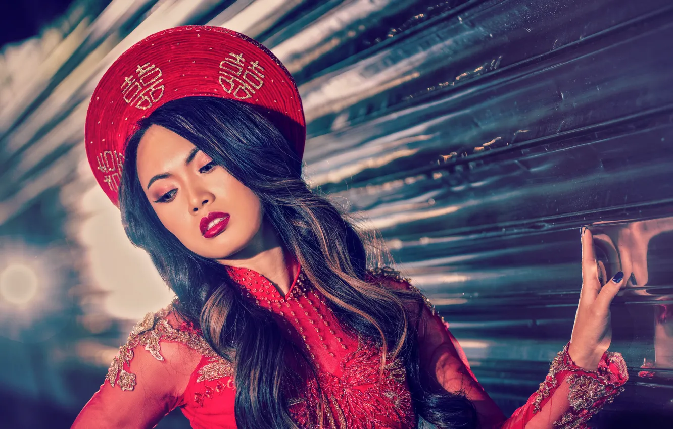 Photo wallpaper girl, face, style, makeup, outfit, Asian, Tracie Dang