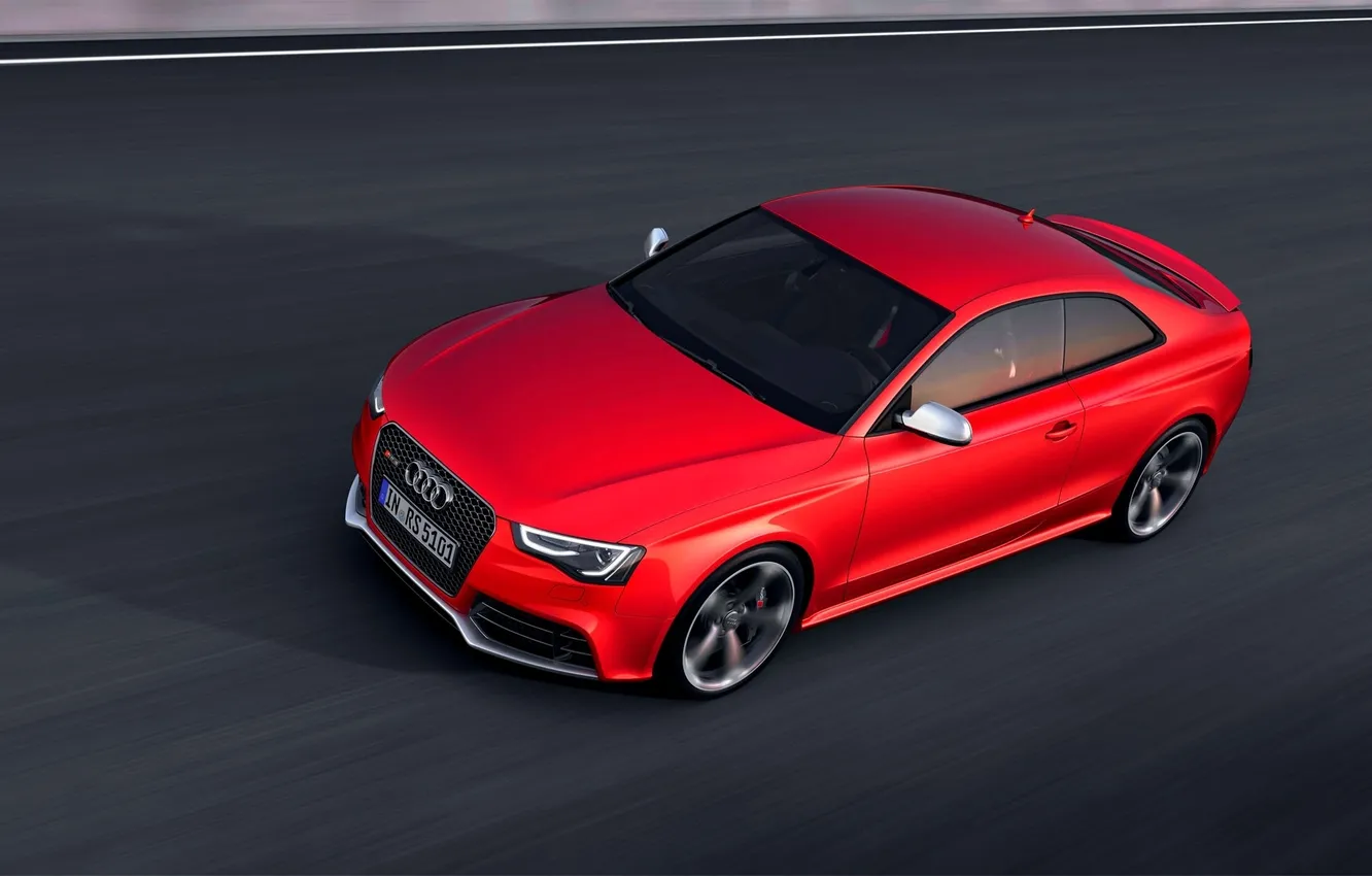 Photo wallpaper road, car, red, Audi, The hood, red, car, RS5