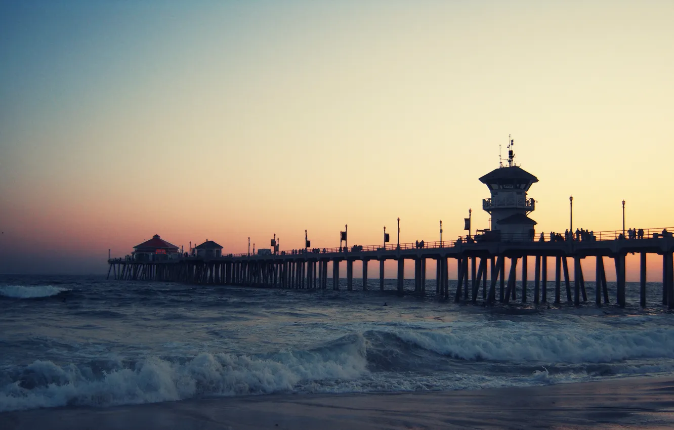 Photo wallpaper sea, Marina, the evening