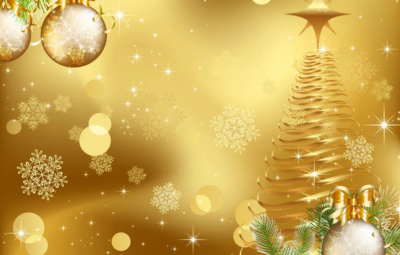 Photo wallpaper balls, snowflakes, balls, graphics, tree, Christmas, New year, tree