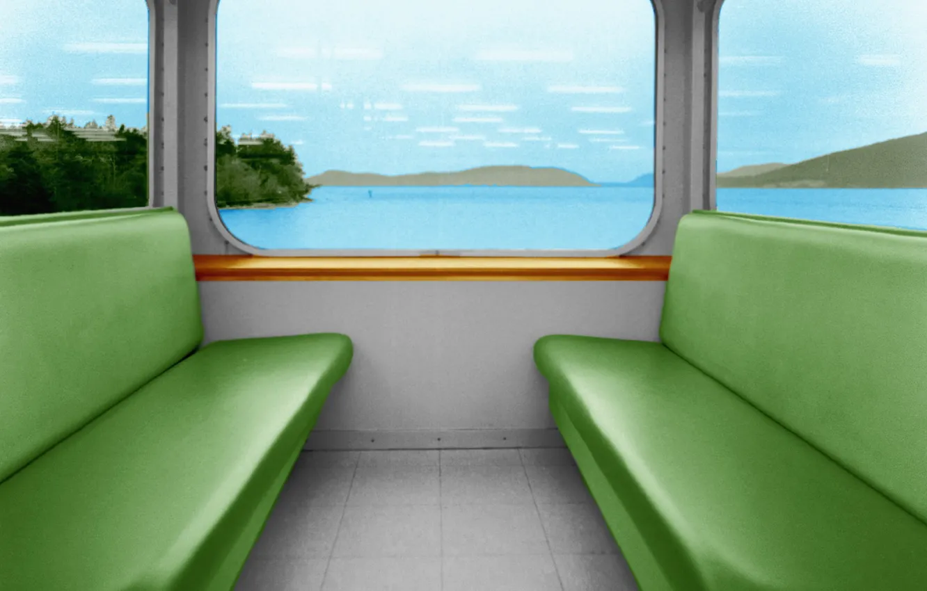 Photo wallpaper train, window, seat
